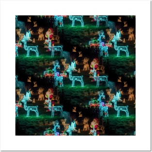 reindeer santa christmas lights Posters and Art